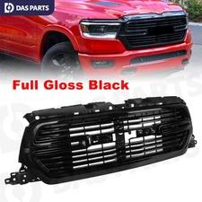Front Bumper Grille Grill w/Base Full Gloss Black For 2019-2022 Dodge Ram 1500