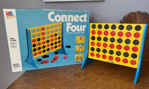 VINTAGE 1978 Connect Four 4 Milton Bradley w/ Red & Black Chips - 100% COMPLETE!