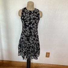 Calvin Klein size 4 black with white floral print sleeveless dress Spring