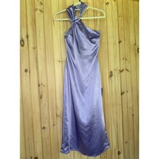NWT Lulus Perfectly Sleek Lavender Satin Halter Slip Midi Dress Party Wedding XS