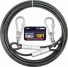 15FT Dog Tie Out Cable   5Mm Diameter Heavy Duty Lead with 1000Lbs Break Strengt