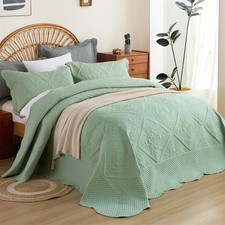 Super King Quilt 128x120-Sage Green California King Bedspread AllSeason Coverlet