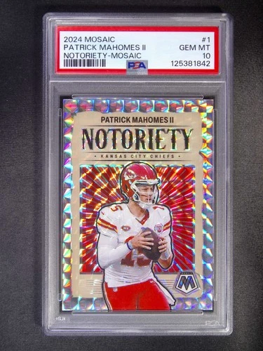 2024 Panini Mosaic Patrick Mahomes II #1 Notoriety Mosaic PSA 10