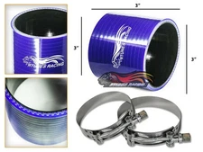 3" Silicone Hose/Pipe Straight Coupler BLUE +T-Bolt Clamp For Plymouth/Pontiac