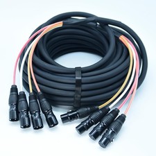 20ft Pass Through Snake Cables Audio Balanced Patch XLR to XLR 4 Channel Conn...