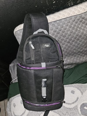 Altura Photo Sling Camera Bag Black Purple Nylon Padded Adjustable With Strap