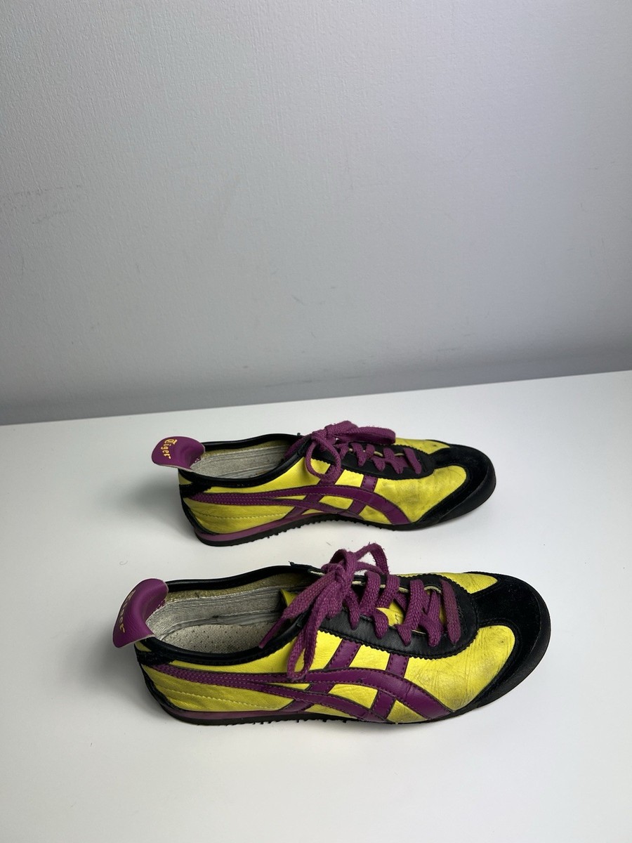 Vintage Onitsuka Tiger Mexico 66 Yellow Purple Leather Sneakers US
