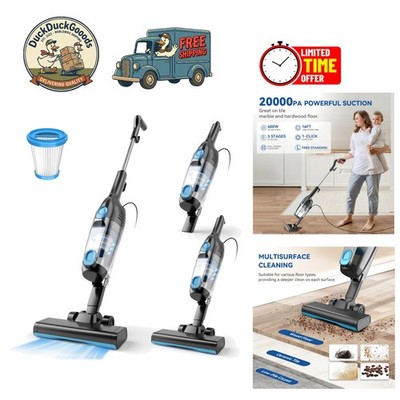 Cyclonic HEPA Corded Vacuum Cleaner - Powerful 20KPa Suction for Home Care