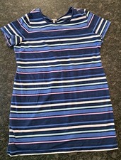 T by Talbots Blue Striped Sailor Shift Dress Cotton Blend Open Back Detail 1X