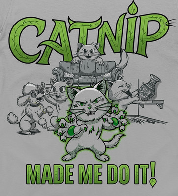 CATNIP Made me do it pet tag id black cat ufo hellcat halloween 420 t-shirt tee