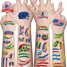 Awinmay 45 Pcs Soccer Tattoos - World Cup Temporary Tattoos for Kids Adult Teens