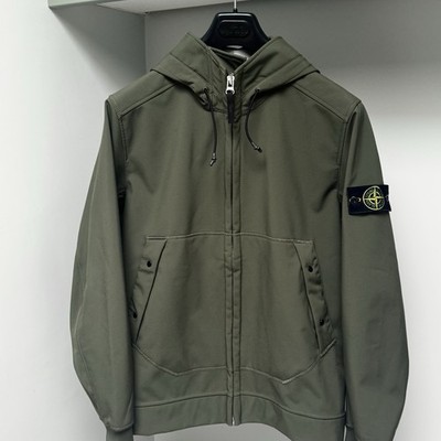 Stone Island Jacket Coat Men Large Green Soft Shell-R e.dye Technology ptp22.5 