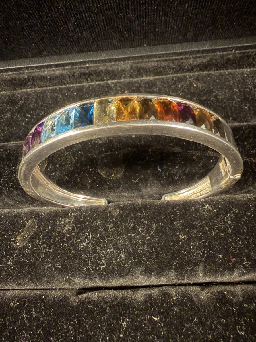 Michelle Albala Sterling Regenbogen Edelstein Scharnier Manschette