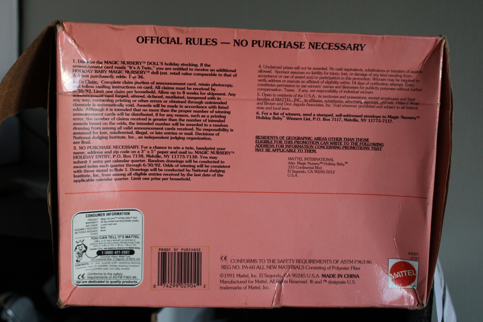 Vintage 1991 Holiday Baby Magic Nursery Doll In Box - Limited Edition