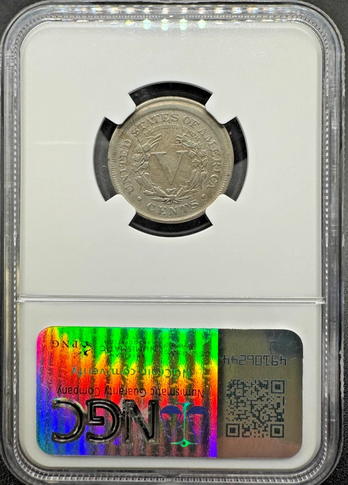 MINT ERROR 1907 LIBERTY "V" NICKEL BROADSTRUCK ERROR NGC VF DETAILS - Image 3 of 4