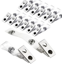 100 Pcs Metal Badge Clips with Clear PVC Straps for ID Cards Name Badge Holders