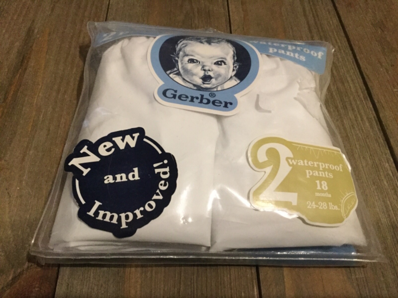 2 Pack White Waterproof PEVA Pant, 18 Months(24-28 lbs)