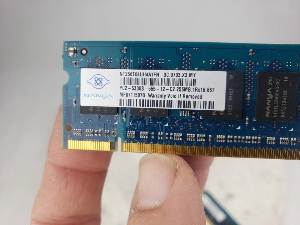5x NT256T64UH4A1FN Nanya Laptop Memory 256MB PC2-5300S-555-12 MF0711503B Chip - Image 4 of 4
