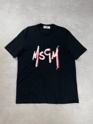 MSGM Milano Black Cotton Logo T-Shirt Men s Size M