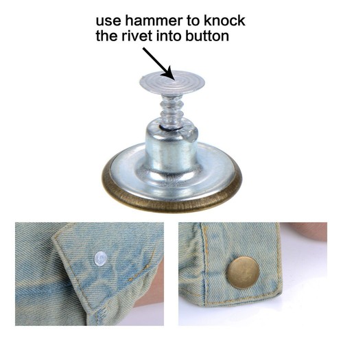 17mm Hammer On Jeans Buttons Metal Finish Denim Jacket Trousers Replacement - Picture 3 of 12