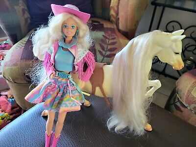 Western Fun Barbie Doll 1989 Mattel #9932 Lightly Used W Western Fun Barbie Doll 1989 Mattel #9932 Lightly Used W
