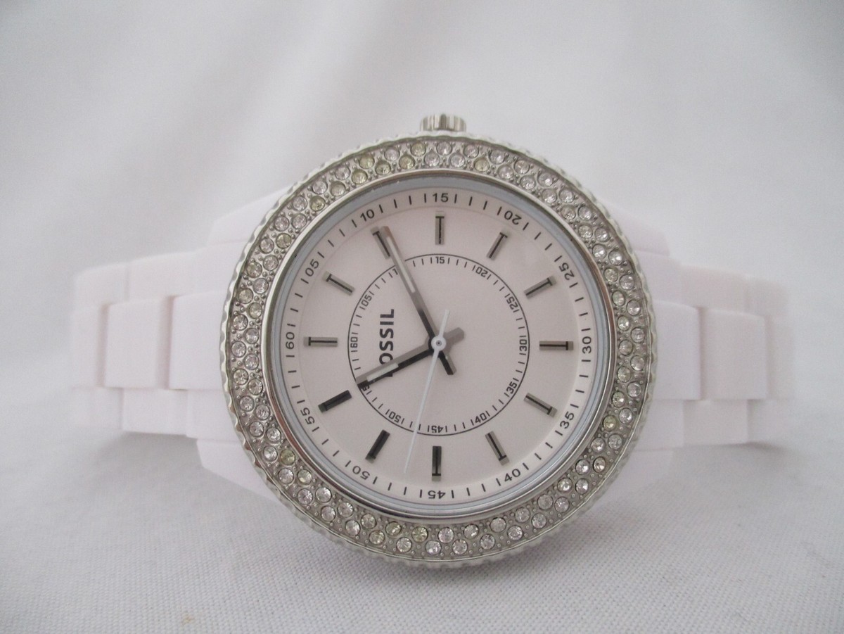 Fossil diamond watch stainless steel white band with diamonds JBW Cristal J6346C | Women main image 4