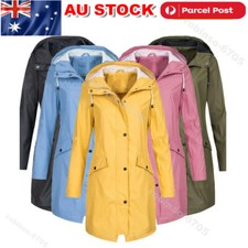 Womens Waterproof Raincoat Ladies Outdoor Wind Rain Forest Jacket Coat Plus +