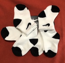 NIKE Infant 6 Pair Socks 6-12  12-24 Months  2-4 Years White  Black UNISEX