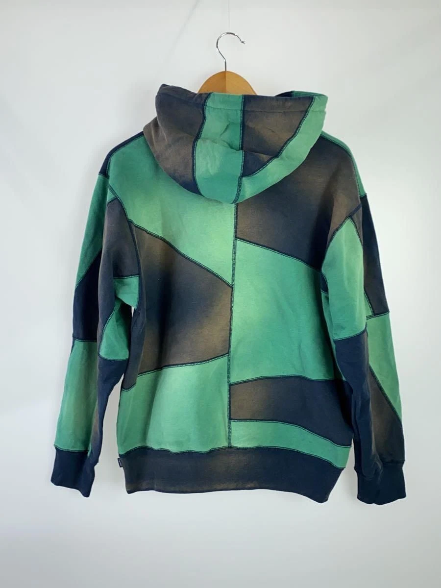 Felpa Supreme con cappuccio 20AW patchwork S cotone verde check usata