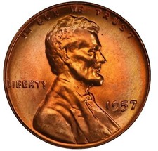 1957-p Lincoln Wheat Cent Gem Bu 1c Obw Superb Flashy Red Fast Sh Wtracking