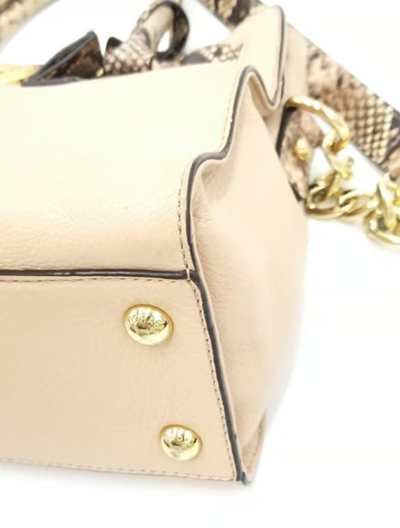 Michael Kors Beige & Python ColorblockMedium Hami… - image 8