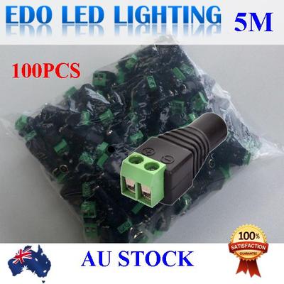 100x Female AC/DC Jack Plug Led Connector Adapter for Led Strip Light 5 ...