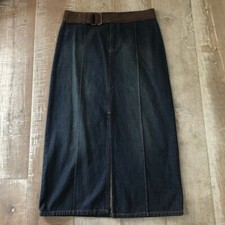 WOMENS FADED GLORY 1972 EDITION BELDTED BLUE DENIM LONG SKIRT SZ 10 Cotton MINT