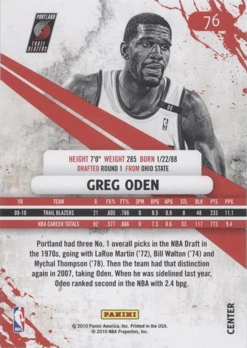 2010-11 Panini Rookies & Stars Longevity - Greg Oden #76