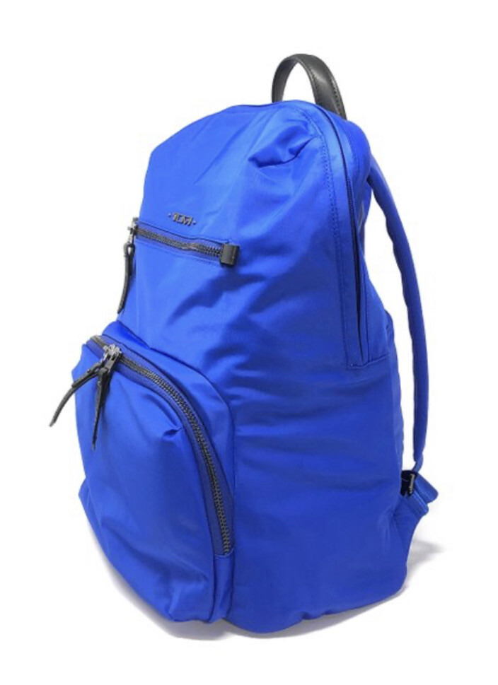 NWT Tumi Cora Backpack Shoulder Bag Dazzling Blue Nylon 5 Leather Trim