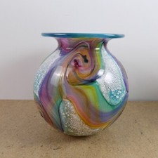 Timothy Harris Isle of Wight Art Glass Vase 5.5" Tall VGC Gemstone Pattern