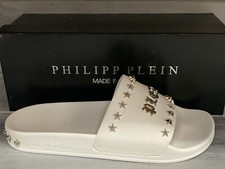 PHILIPP PLEIN slipper logo band size EU 42 white PP05 27 cm sole 