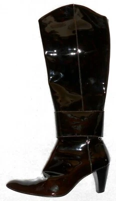 ONE STEP bottes zippées cuir verni brun foncé P 39 TBE - Photo 1/4