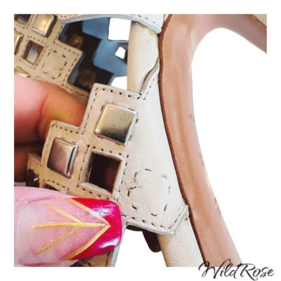 ALAÏA White Neutral calfskin LASER CUT stud SANDAL SZ 35.5  ALAÏA White calfskin LASER CUT stud SANDAL SZ 35.5 main image 0