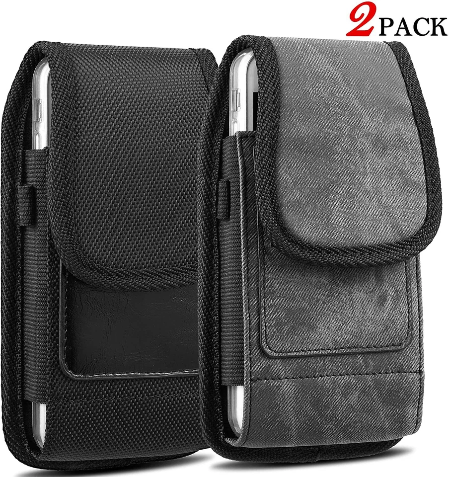 Paquete de 2 fundas para cinturón verticales resistentes bolsa de transporte clip para cinturón para teléfono celular Foto 2 de 4