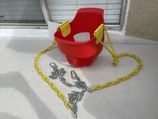 Toddler Swing Seat 3.0 with Finger Grip, Plastic Red High Back Full Bucket
