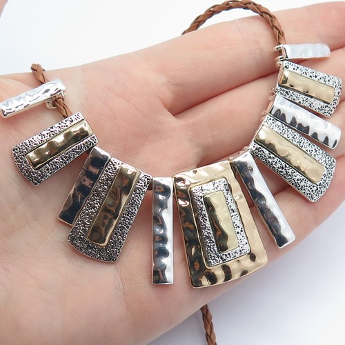 Vintage Brown Leather Necklace w 