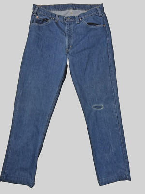 Levi s Vtg 505 70s Men's Jeans Orange Talon 42 Zip Dura Plus Hemmed 34x30 0913