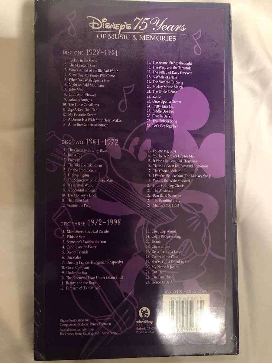 DISNEY'S 75 YEARS OF MUSIC & MEMORIES [3 AUDIO CD BOX SET] NEW