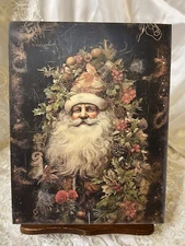 DARK WINTER  Christmas Santa Gothic Folk Art,  Handcrafted Plaque  Sign