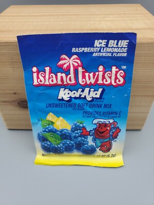 Kool-Aid Island Twists Ice Blue Raspberry Lemonade - Vintage COLLECTIBLE Discont