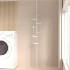 With Tray Adjustable Laundry Pole Floor to Ceiling Tension Rod Clothes Drying W