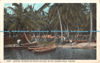 R341349 Panama Verladung von Kokosnüssen auf heimische Cayucas auf dem Charges River I L Madur