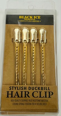 Black Ice Professional Stylish Duck Bill Hair Clips Durable 4CT Rose Gold NEW