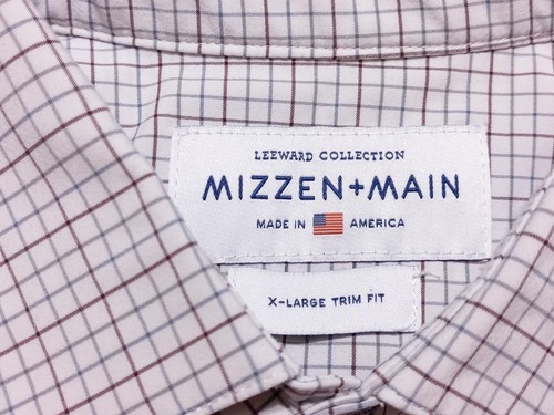 Camicia MIZZEN + PRINCIPALE a maniche lunghe con bottoni bianco rosso a scacchi XL finiture - Foto 2 di 7
